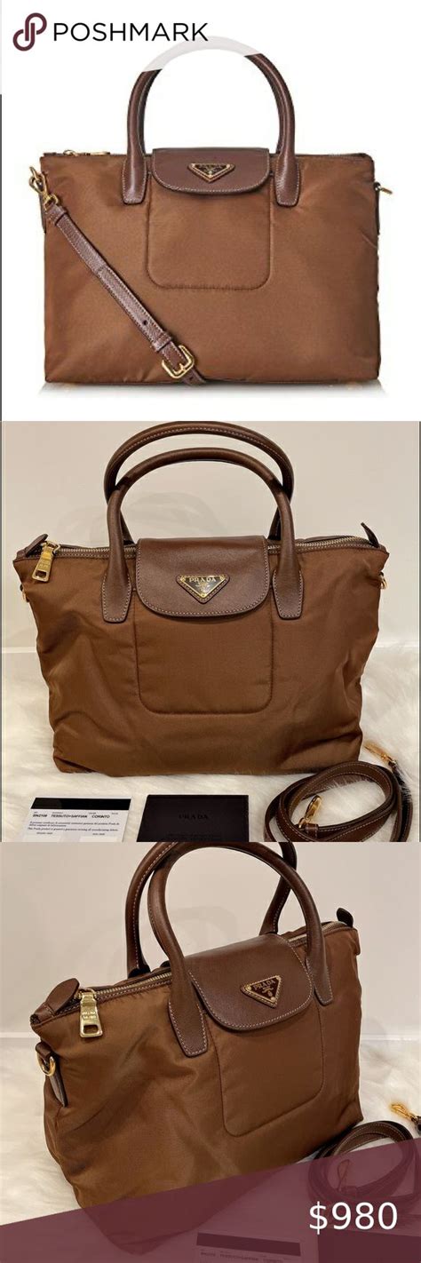 bn2106 prada|Prada Bn2106 Corinto Tessuto Saffian Brown Nylon Leather .